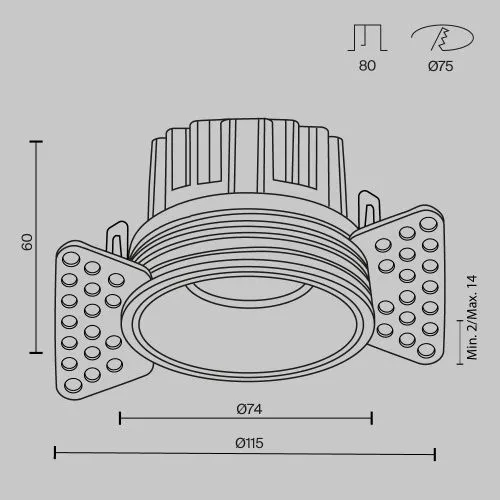 Встраиваемый светильник Technical DL058-12W3K-TRS-B  фото 7